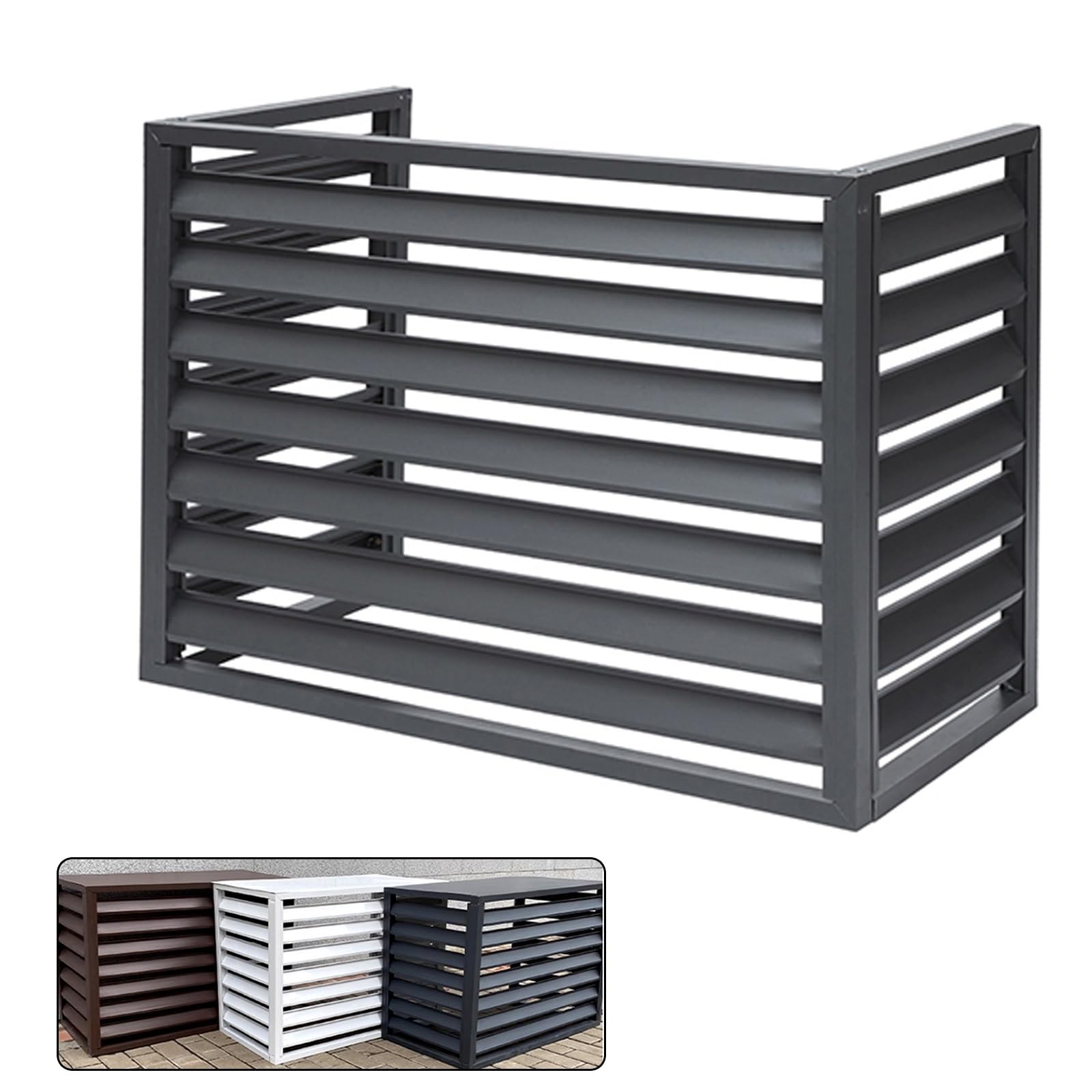 Climatiseur extérieur : housse en alliage d'aluminium design gris 4 panneaux 0,9 m