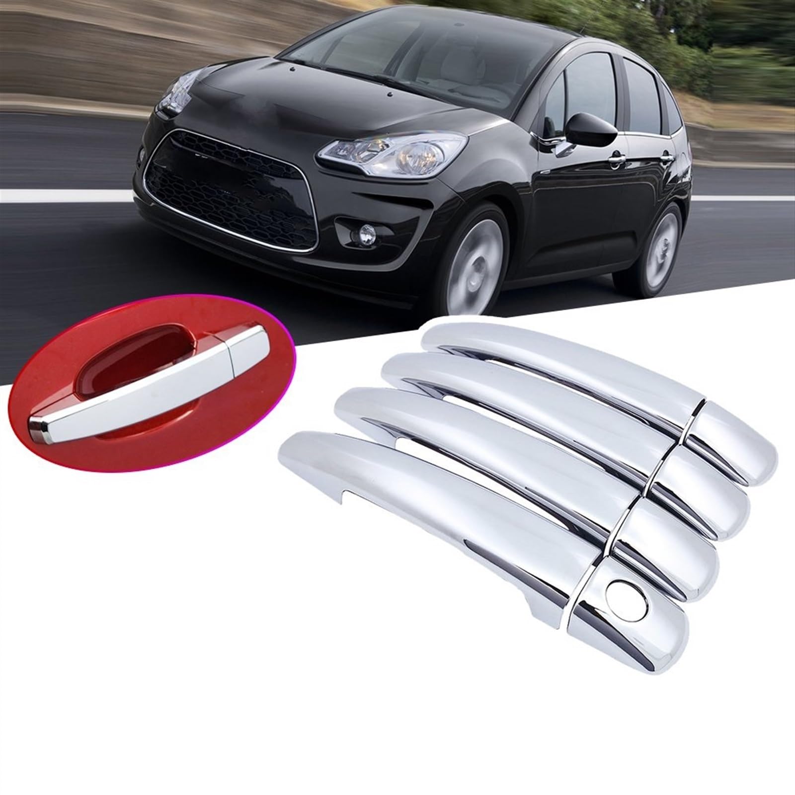 Copertura Maniglia Esterna Compatibile con Citroen per C3 per Mk2 2010 2011 2012 2013 2014 2015 2016 Maniglia Esterna della Portiera Dell'auto Copertura Esterna Adesivi per Accessori per Auto