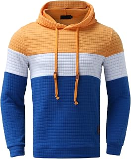 Hasagimol Men's Pullover with Hood Slim Fit Sweatshirt Autumn Winter Long Sleeve with Hood Training Hooded Pullover Contrast Colour Hoodie Sweatshirt Modern Hooded Sweat