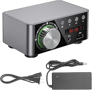 Mufern Amplificador Digital HIFI BT5.0 ni Stereo o Amp 100W Dual Channel Sound Power o Receiver Stereo AMP USB AUX para Home Theater USB TF Card Players Sliver US Plug