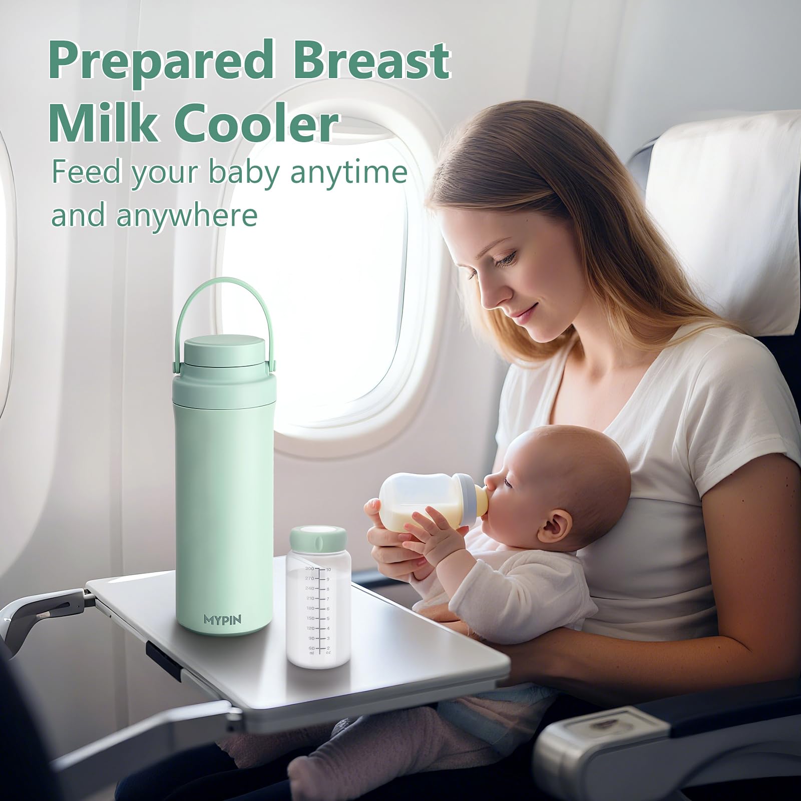 MYPIN 20oz Portable Breast Milk Cooler for Outdoor 2pcs Baby Bottles Reusable Storage Container with 360° Cooling Tubes for 24 Hours - Image 3