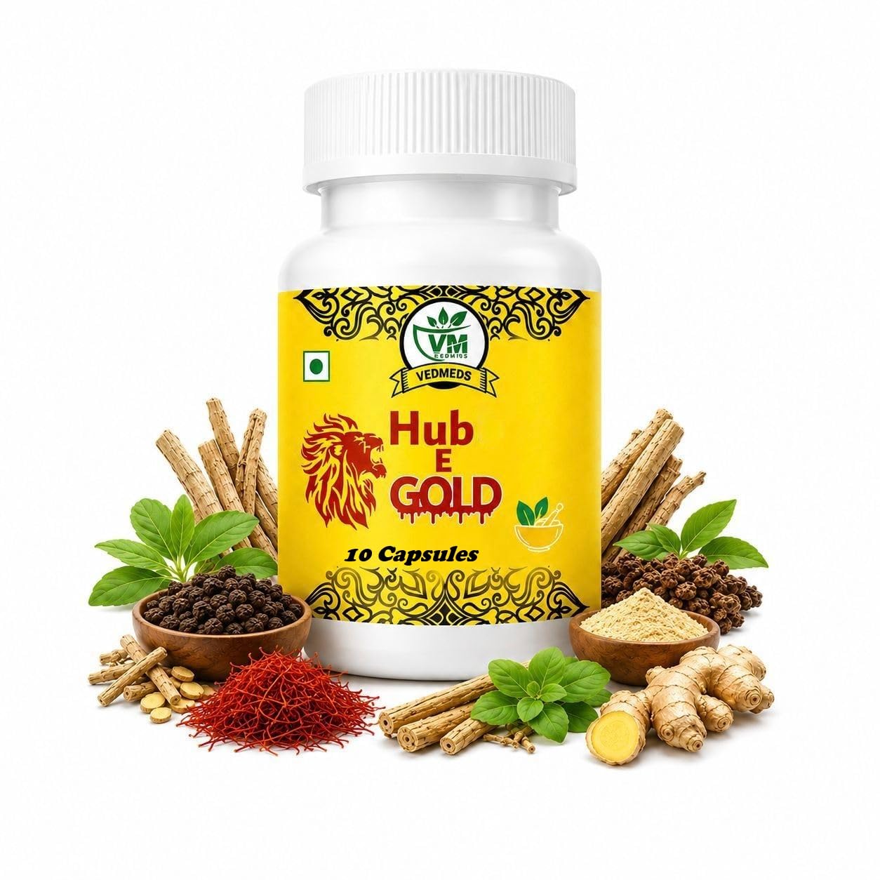 Hub E Gold Herbal Capsule for Men | Energy Immune & Vitality Support | Ayurvedic Supplement 10 Capsules — Amazon image 8