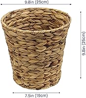 Vista 5 de Casaphoria Cestas de basura redondas de jacinto de agua para almacenamiento de jacinto tejido natural, cesta de basura de jacinto de lavandería