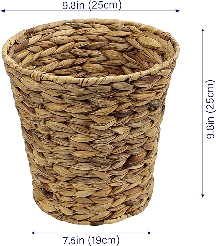 Miniatura 5 de Casaphoria Cestas de basura redondas de jacinto de agua para almacenamiento, jacinto tejido natural, cesta de basura duradera circular, cesta de