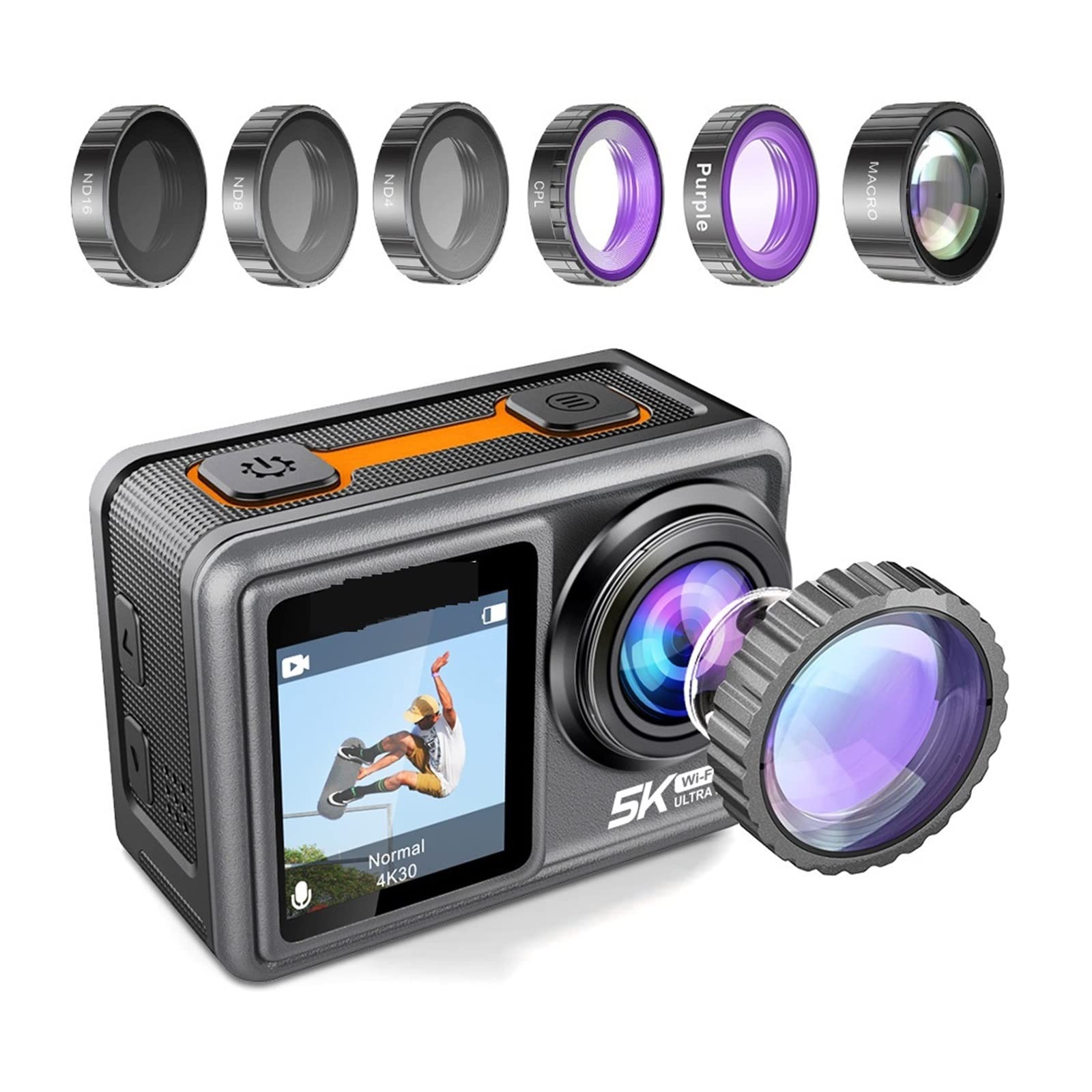 Kamera sportowa ze stabilizacją obrazu, Kamera akcji S81ER 4K 60FPS EIS wideo z opcjonalnym filtrem obiektywu 24MP Zoom 1080P kamera internetowa Vlog kamera sportowa z pilotem Wysoka liczba klatek na