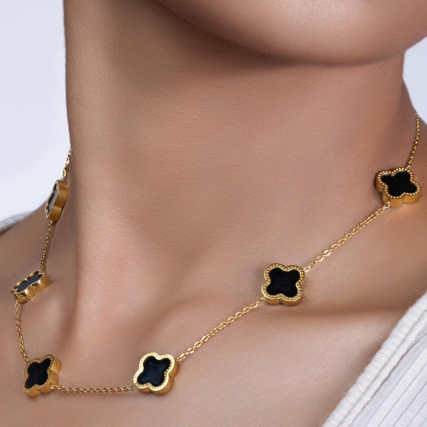 ONERVA 2 PC Set I 18K Gold Plated Four Leaf Clover Necklace I Dainty Clover Necklaces For Women I Mothers Day Gift I Anniversary I Wedding I Occasion - Image 3