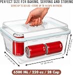 Razab 6500 ML / 220 oz / 28 Cup Large Glass Container Food Storage with Lids - Leakproof, Bpa-Free Large Meal Prep Container Ideal for Roasting Turkey, Store Leftover - Microwave & Oven Safe