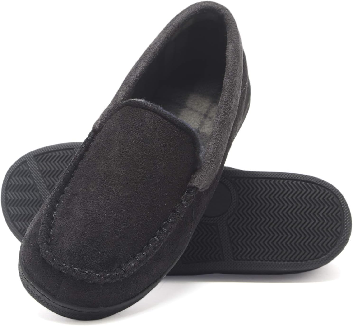 Hanes Boy's Slipper Moccasin House Shoe with Indoor Outdoor Me