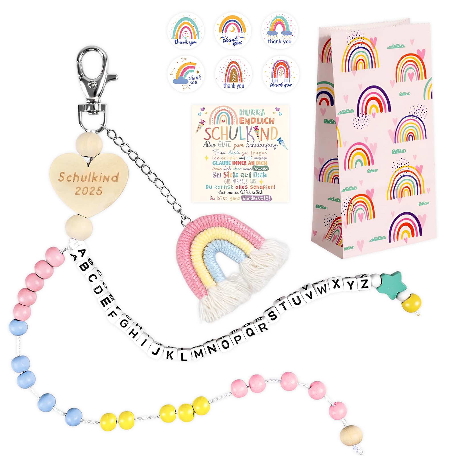 Collana regalo inizio scuola con sacchetto e chiusura a catena 2025 portafortuna con biglietto di auguri