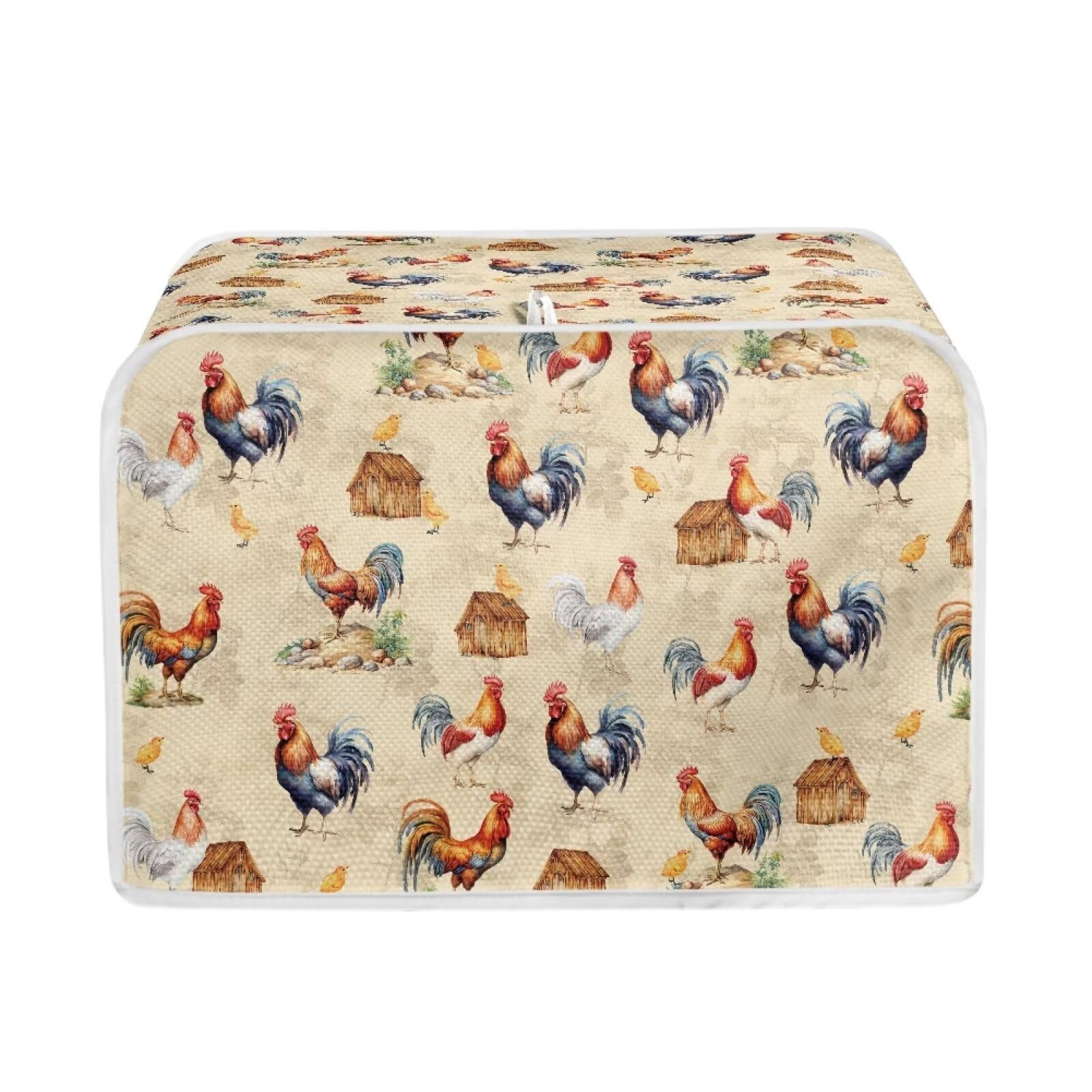 JSLXYYBQ Vintage Rooster Toaster Covers 2 Slice Wide Slot Dustproof Fingerprint Protectors and Greasy Protection Anti-sputtering Machine Washable Women Gift