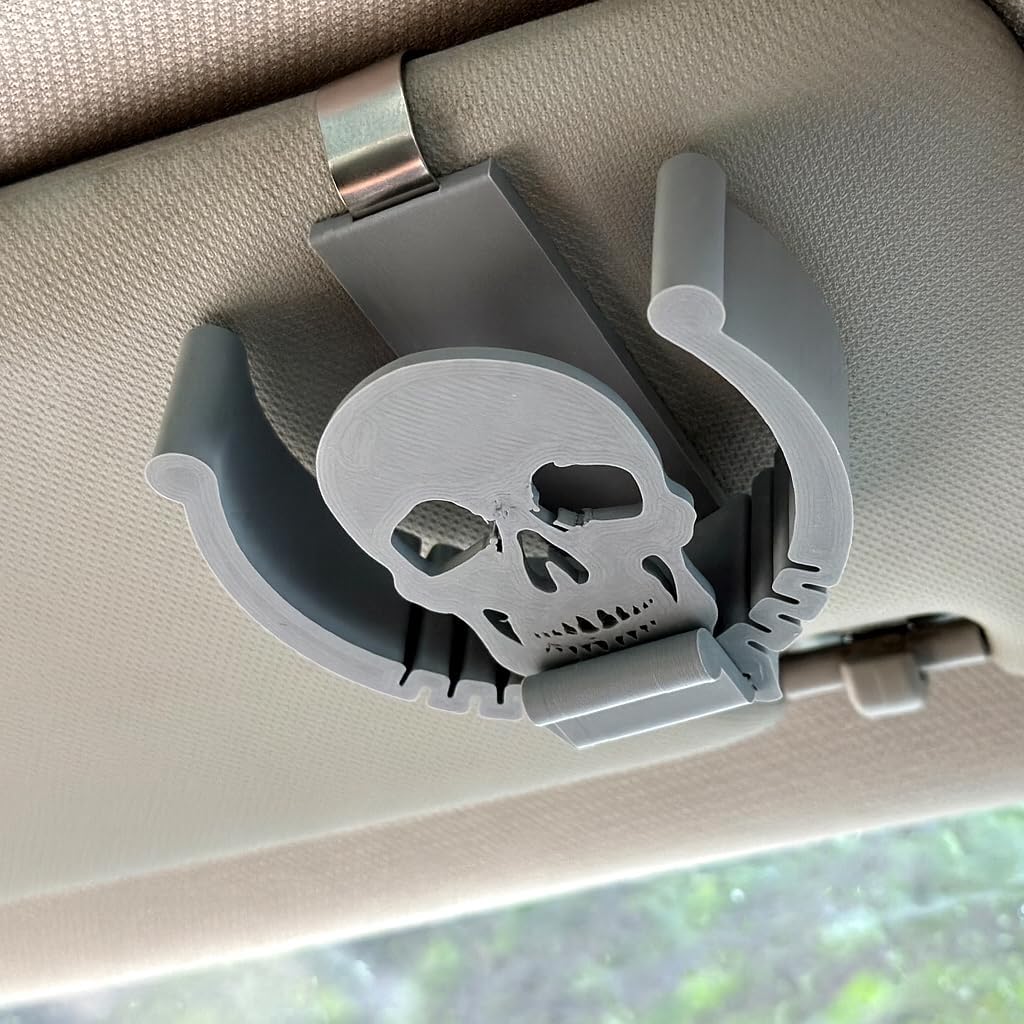 Car Visor Clip Holder for ZYN,Suitable for cans of 2.75"*0.78",Universal high-Temperature Resistant Sun Visor Accessories for Bag cansInterior Car Accessories for Organization (Gray Skull)