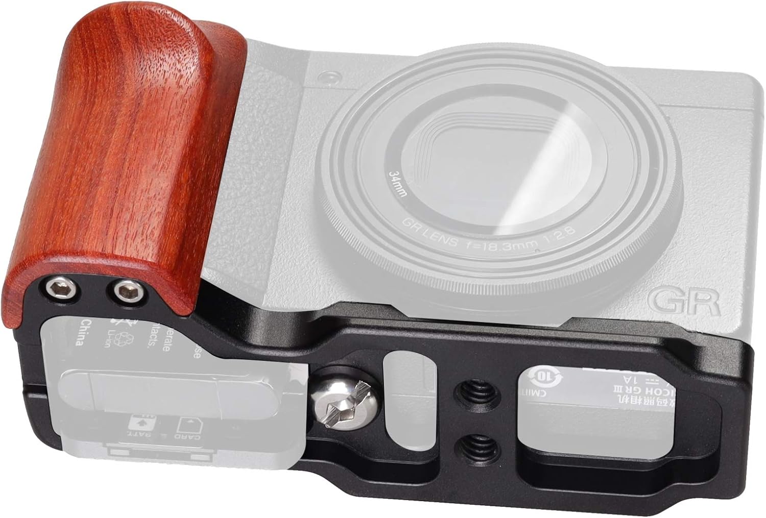 GRIII GR3 GRIIIX GR3X Hand Grip Quick Release Plate Compatible with Ricoh GRIII GR3 GRIIIX GR3X Camera -Aluminium Padauk (GP-GR3)