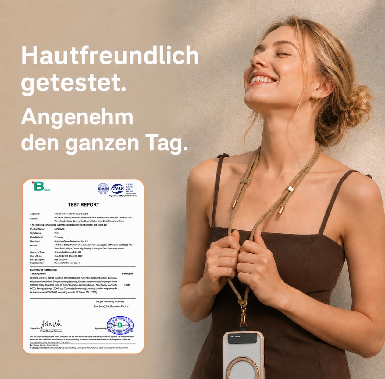 TORRAS Premium Handykette Universal Verstellbar, Anti-Verlust, Extra Robust, für Outdoor & Reise, Doppel-Nylonkordel mit Metallschnalle, kompatibel mit iPhone, Samsung, Schwarz