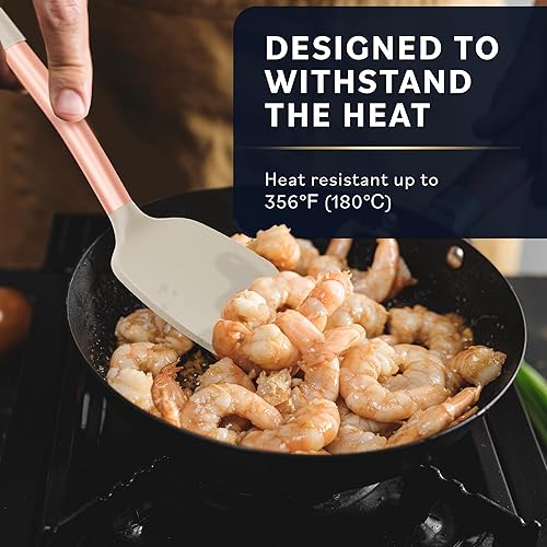 Miniatura 5 de Home Hero Juego de espátulas de silicona  Turner sólido de acero inoxidable y girador ranurado  Juego de utensilios de cocina antiadherentes sin BPA