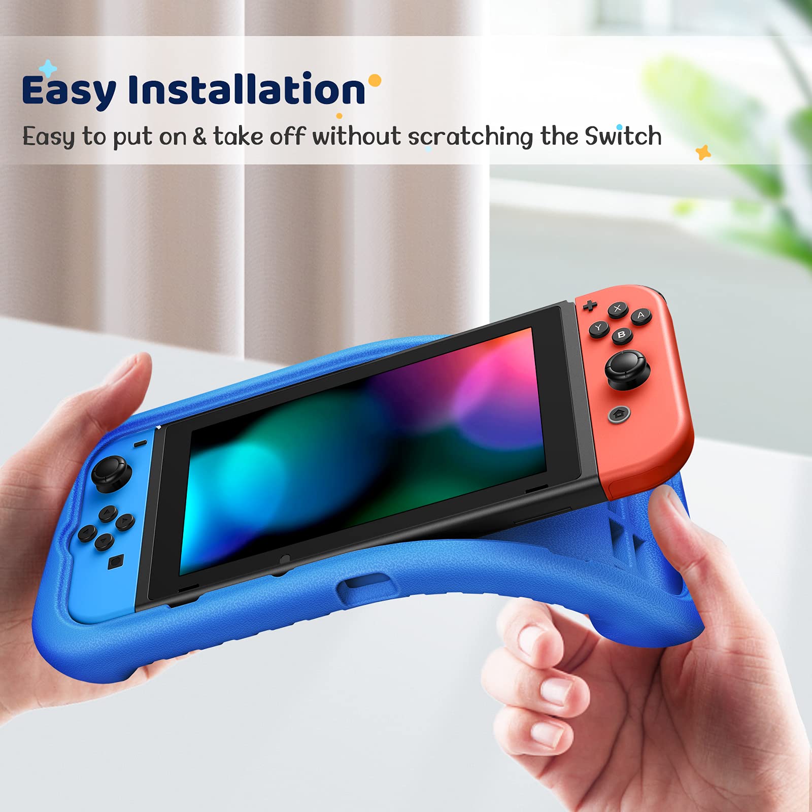 FINTIE Etui dziecięce kompatybilne z Nintendo Switch z 2 przegródkami na karty do gier, ultralekkie, odporne na wstrząsy, etui ochronne z ergonomicznym uchwytem, przyjazne dla dzieci etui na konsolę