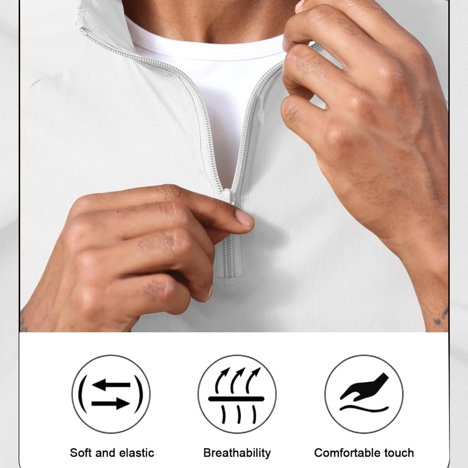 Aulemen Men's Casual Quarter Zip Pullover-Athletic Windbreaker Lightweight Jackets Hiking Golf for Men Mock Neck with Pockets - Image 6