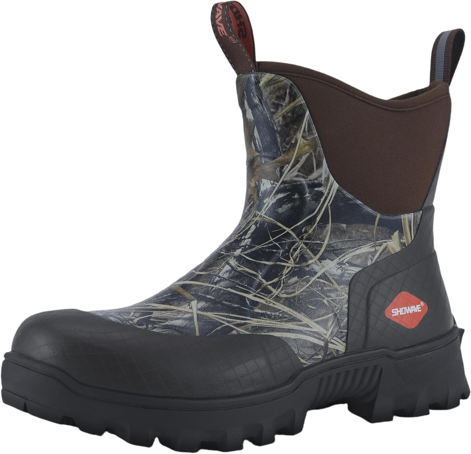 Showave Men's Short Rubber Boots Waterproof Rain Boots Insulated Working Booties with Comfortable Sports Sole