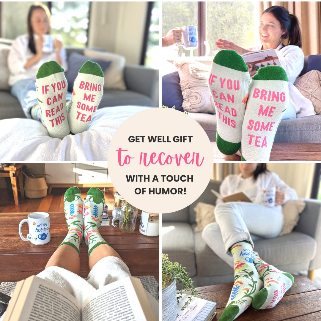 6-Piece Funny Get Well Soon Gift Set – Includes Hospital Mug, Bell, Candle, Socks, Card & Sticker For Recovery