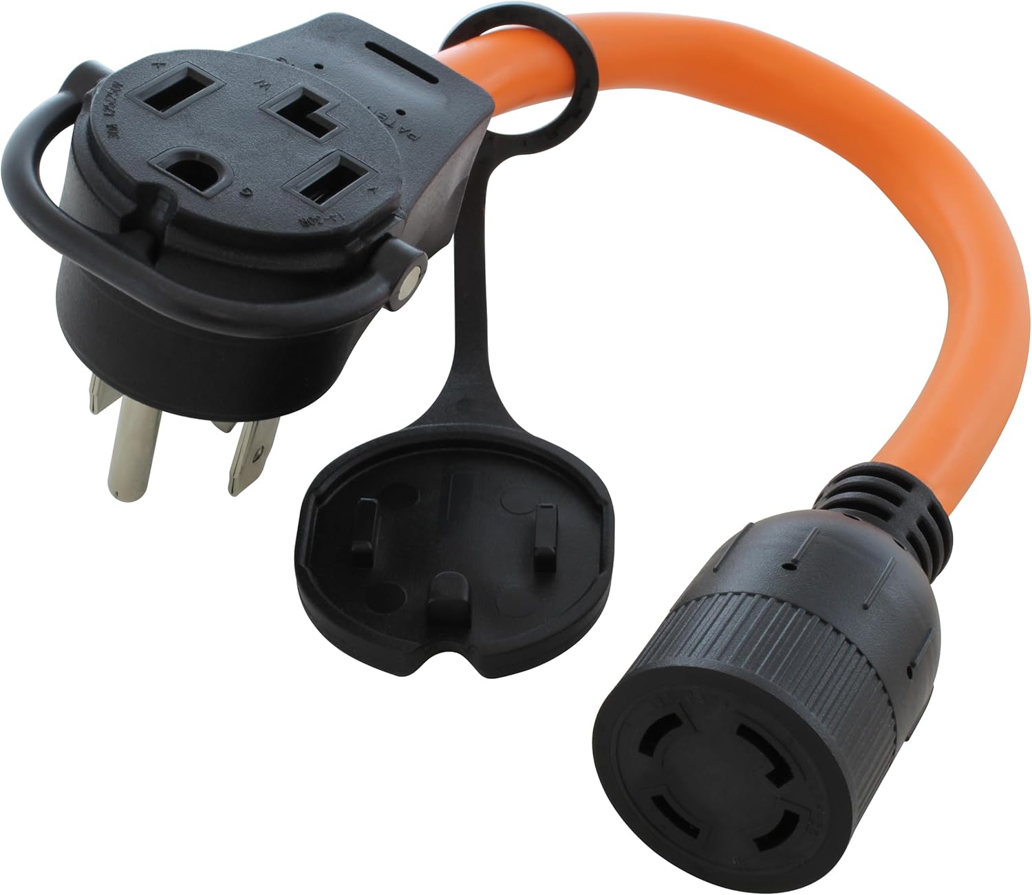 AC WORKS 30-Amp 4-Prong Dryer Outlet 14-30 Piggy-Back Plug Adapter (to 4-Prong 30A Locking L14-30R)