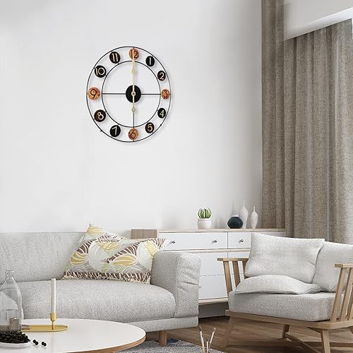 Miniatura 4 de Wall Clocks, Large Modern Metal Wall Clocks, Retro Art Design Clock, Arabic Numerals Clock, Wall Decor-50cm, for Living Room, Bedroom, Study,