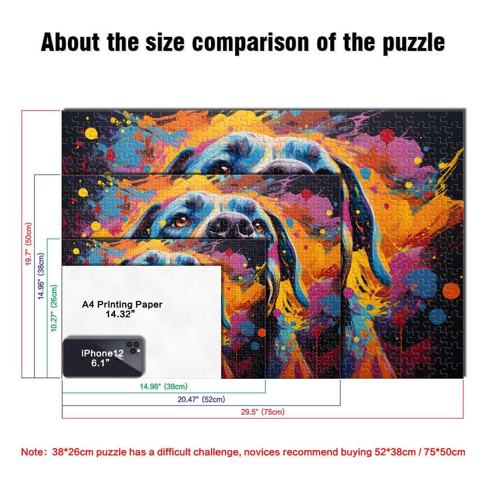 Puzzle De 1000 Piezas Para Adultos – Pintura De Perro Carlino, Juguete Educativo Anti-estrés, 38x26 Cm, Regalo De Arte