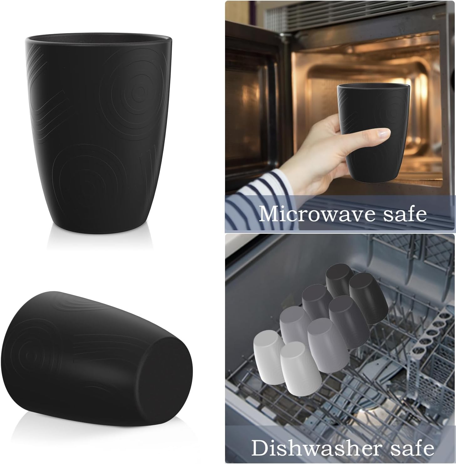 Wrova Wheat Straw Cups 8 PCS Good Alternative to Plastic Cups 12 oz Unbreakable Drinking Cup Reusable Dishwasher Safe Water Plastic Glasses Kids Tumbler with 4 Colors - Image 6