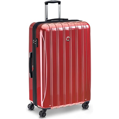 DELSEY PARIS Helium Aero Hardside Expandable Luggage with Spinner Wheels, Brick Red, Checked-Large 28 Inch