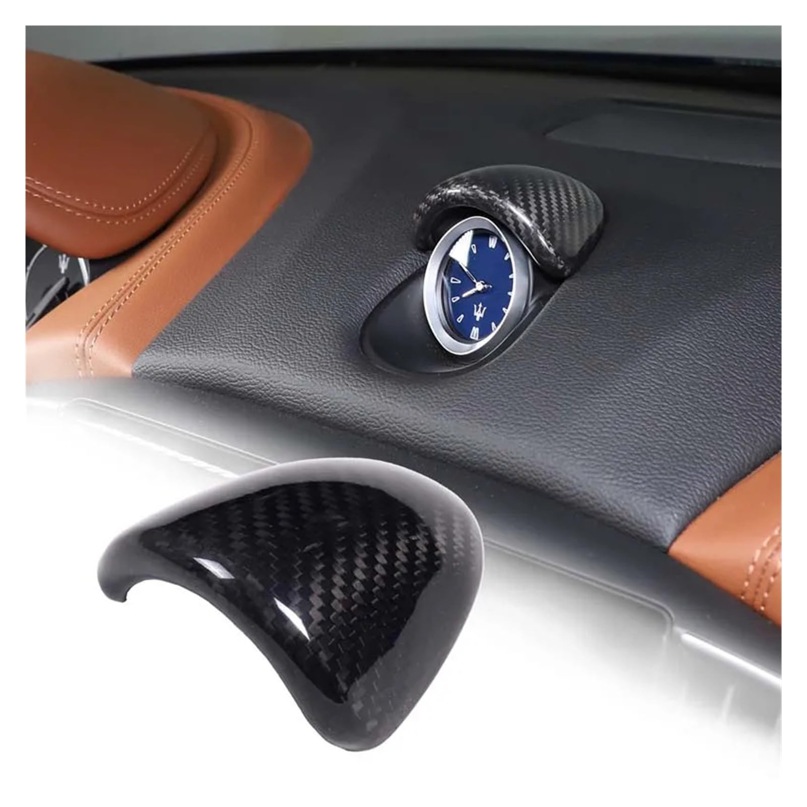 Naklejka dekoracyjna na deskę rozdzielczą samochodu z prawdziwego włókna węglowego, kompatybilna z akcesoriami do wnętrza samochodu Maserati Ghibli 2014-2022(Orange1)