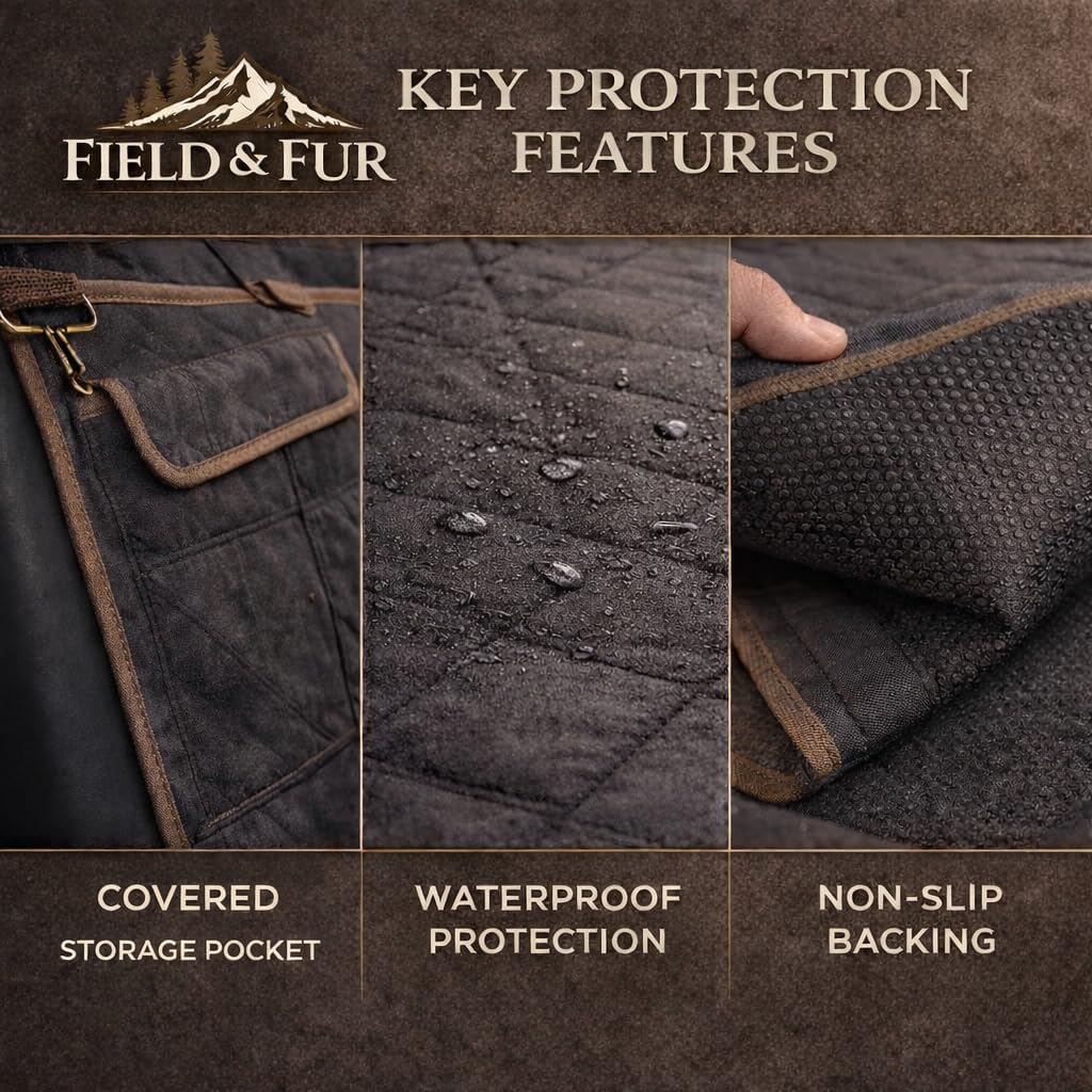 Field & Fur Dog Car Seat Extender Hard Bottom for Back Seat – Quilted Waterproof Dog Car Seat Cover with Non-Slip Base & Side Flaps, Back Seat Extender for Dogs, Fits SUVs & Trucks