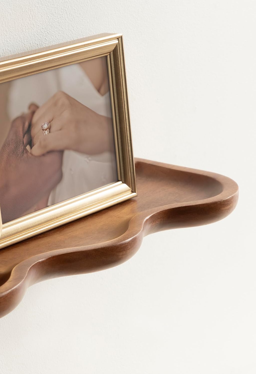 Kate and Laurel Alezar Modern Scalloped Mango Wood Floating Shelves, Set of 2, 24 x 6, Walnut Brown, Functional Wavy Bathroom and Kitchen Shelves for Storage and Display