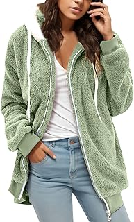 Fulidngzg Warm Winter Jacket Women's Fashion 2023 Winter Jacket Plush Jacket Transition Fluffy Cuddly Jacket Teddy Fleece Jacket Oversize Large Sizes Winter Teddy Jacket Autumn Jacket Hoodie Jacket