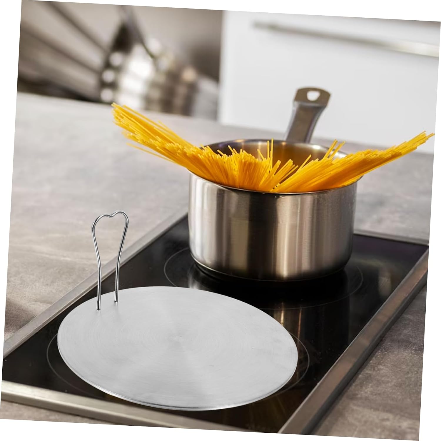 MAGICLULU Induction Heater Plate Induction Hob Compatible Space-saving Stainless Steel Trivet Heat Diffuser Plate