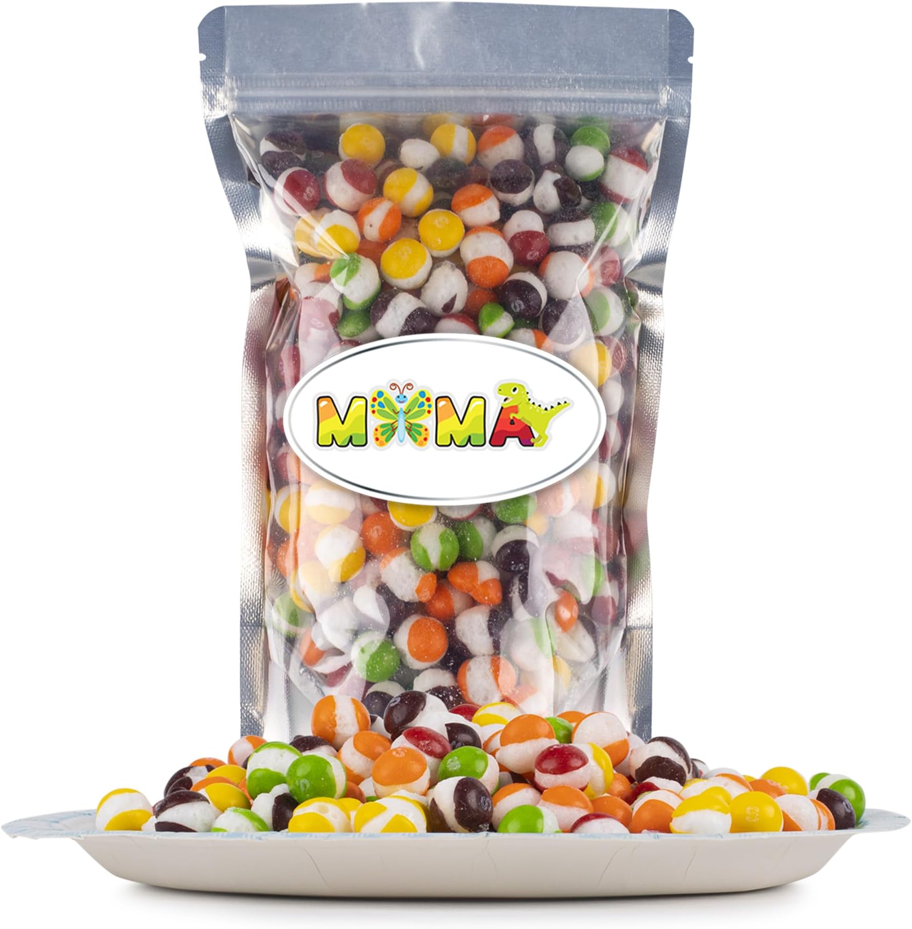 MiMa Flavorful Freeze Dried Skittles - (6oz) Assorted Original Fruit Freeze Dried Candy For Easter, Snacking and Sharing - Resealable bag of Freeze Dried Rainbow Skittles