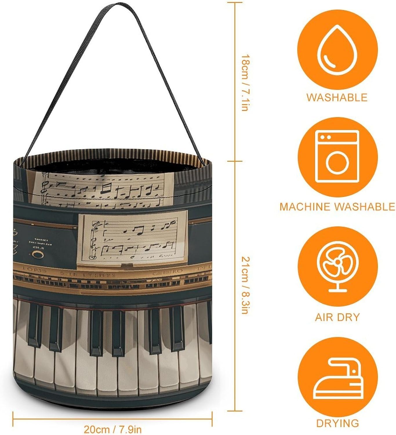 NLLZZ Music Note Piano Halloween Themed Treat Bag with Handles image 2