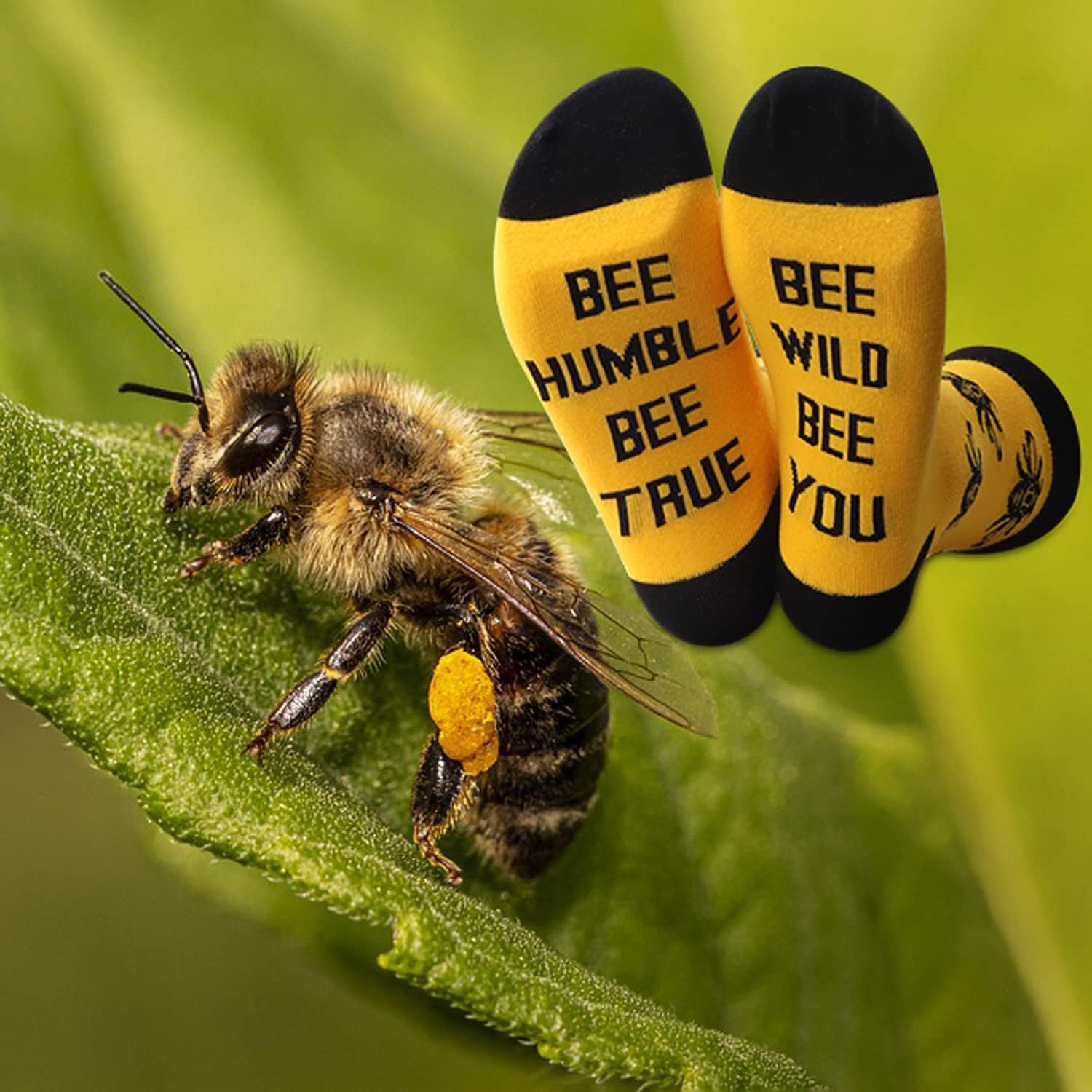JXGZSO Funny Bee Bug Socks Bee Humble Bee True Bee Wild Bee You Bee Lover Gift - Image 5
