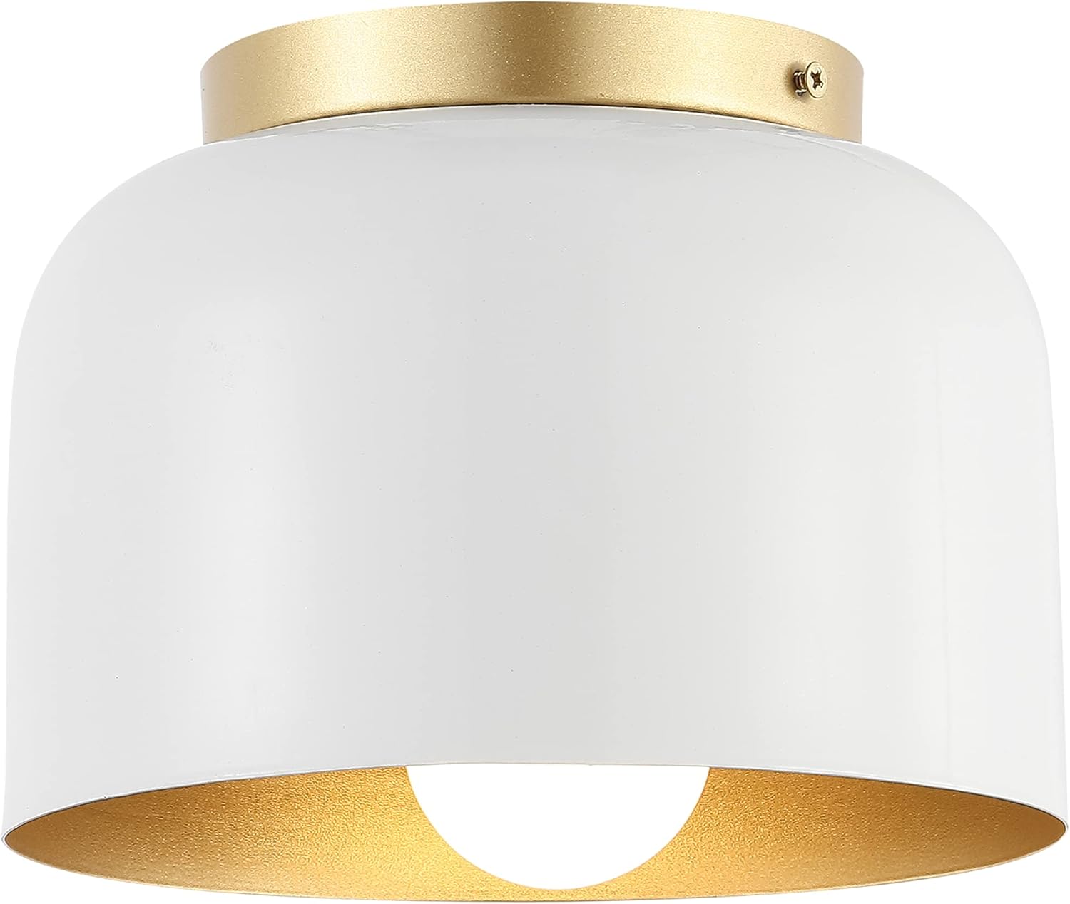SAFAVIEH Lighting Collection Peale Modern Contemporary White/Gold Flush Mount (LED Bulb Included)