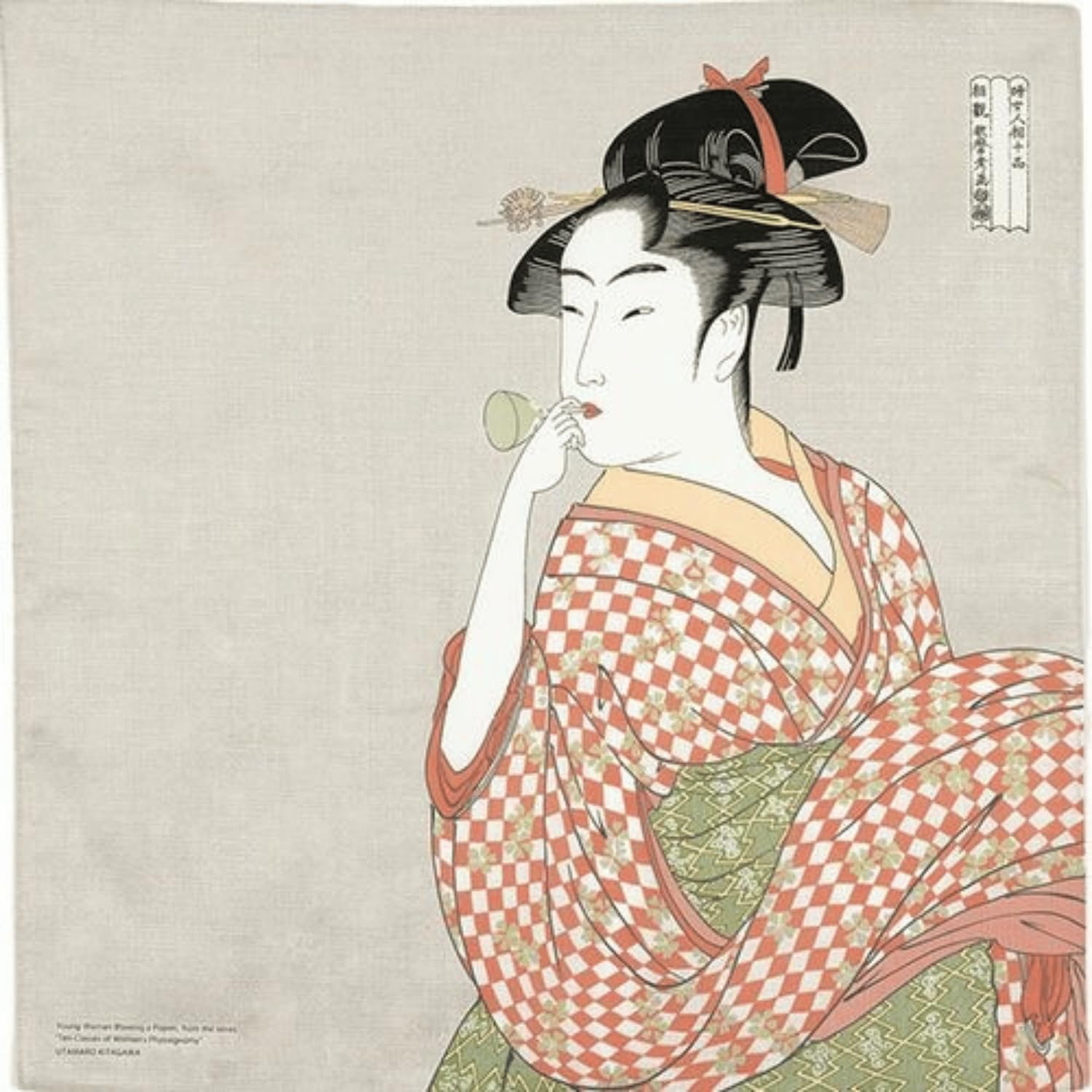 Japanese Furoshiki Wrapping Cloth, 100% Cotton, Made in Japan (Utamaro Beauty)