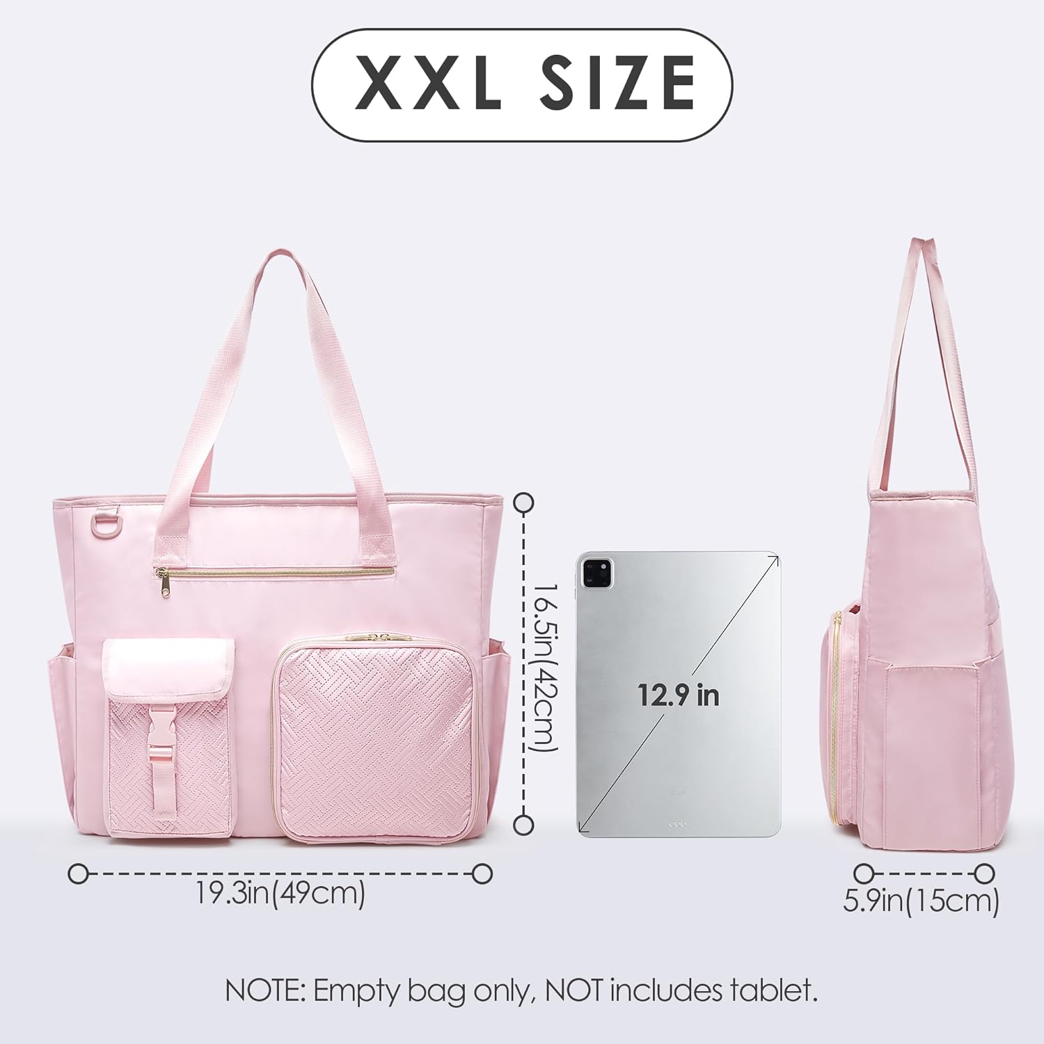 Fasrom XXL Teacher Bag for Work Women with 15.6 inches Laptop Compartment, Extra Large Utility Nurse Tote Bags to Hold Office Supplies, Work Files & More, Pink (Patent Design) - Image 6