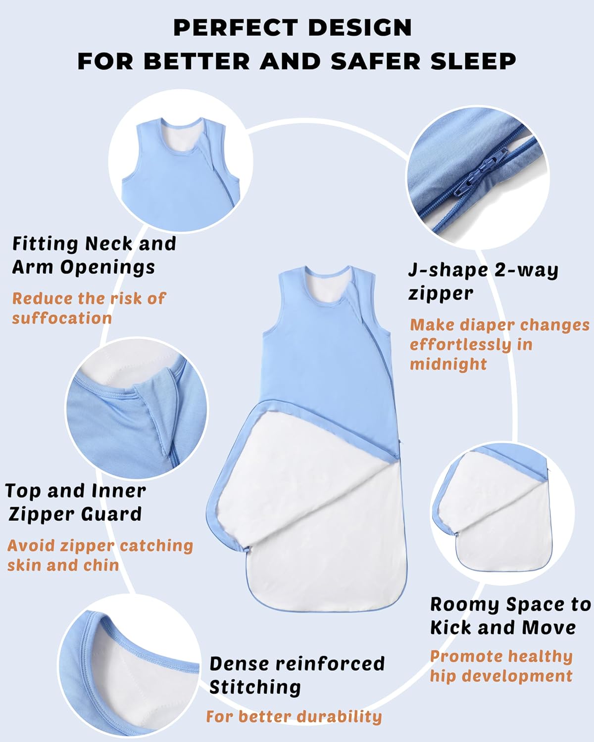 Supersoft Viscose from Bamboo Sleep Sack 6-18 Months 1.0 Tog for Baby Boys and Girls, Infant Toddler Sleeping Sack, 2-Way Zipper Baby Wearable Blanket