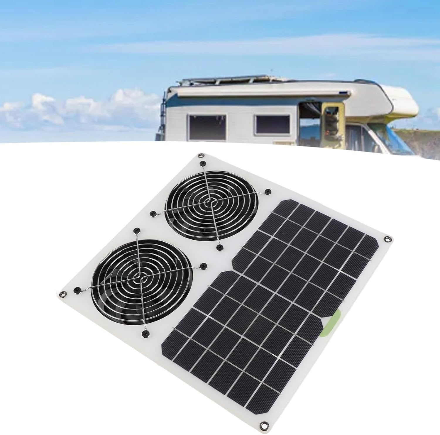 Solar Panel Powered Fan 12inch Dual Fan 100W Solar Exhaust Fan for Chicken House Greenhouse ABS Monocrystalline Silicon 28x30x3cm
