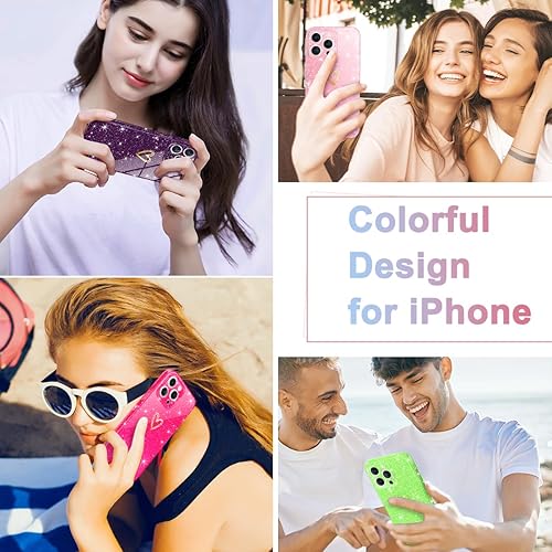 Miniatura 7 de Funda para iPhone 14 Pro Max con purpurina, bonita funda delgada y brillante de TPU a prueba de golpes, funda protectora de silicona suave, chapado