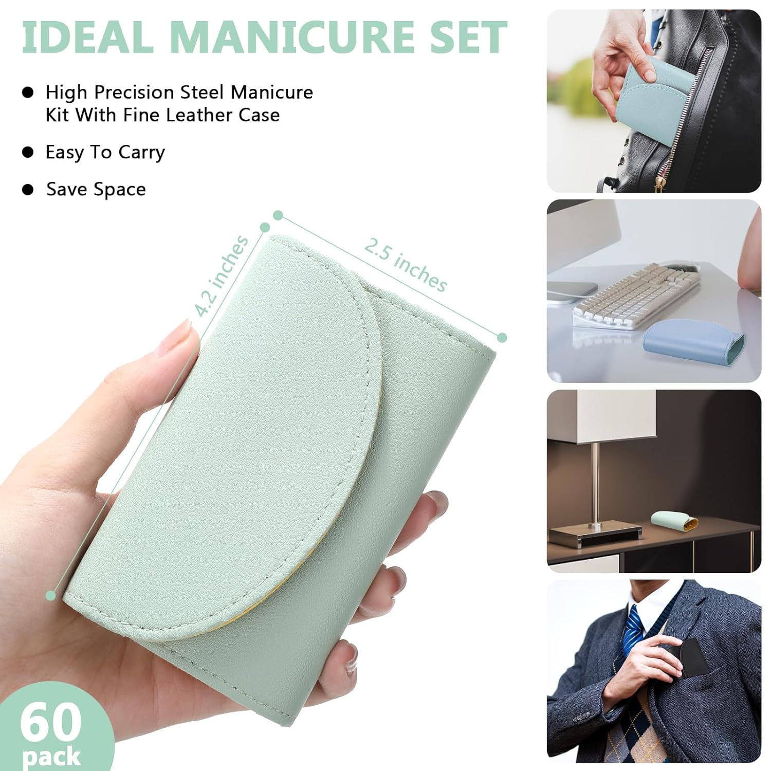 60 Sets Travel Manicure Set Professional Nail Set 7 in 1 Stainless Steel Manicure Kit Grooming Kits Nail Care Tools with Care Tools Beauty Scissors Tweezers Gifts(Bright Color)