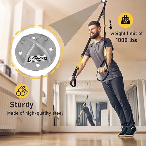 Miniatura 5 de POWER GUIDANCE Soporte de pared y techo para correas de suspensión, anillos de gimnasia, columpios de yoga y banda de resistencia para hamaca