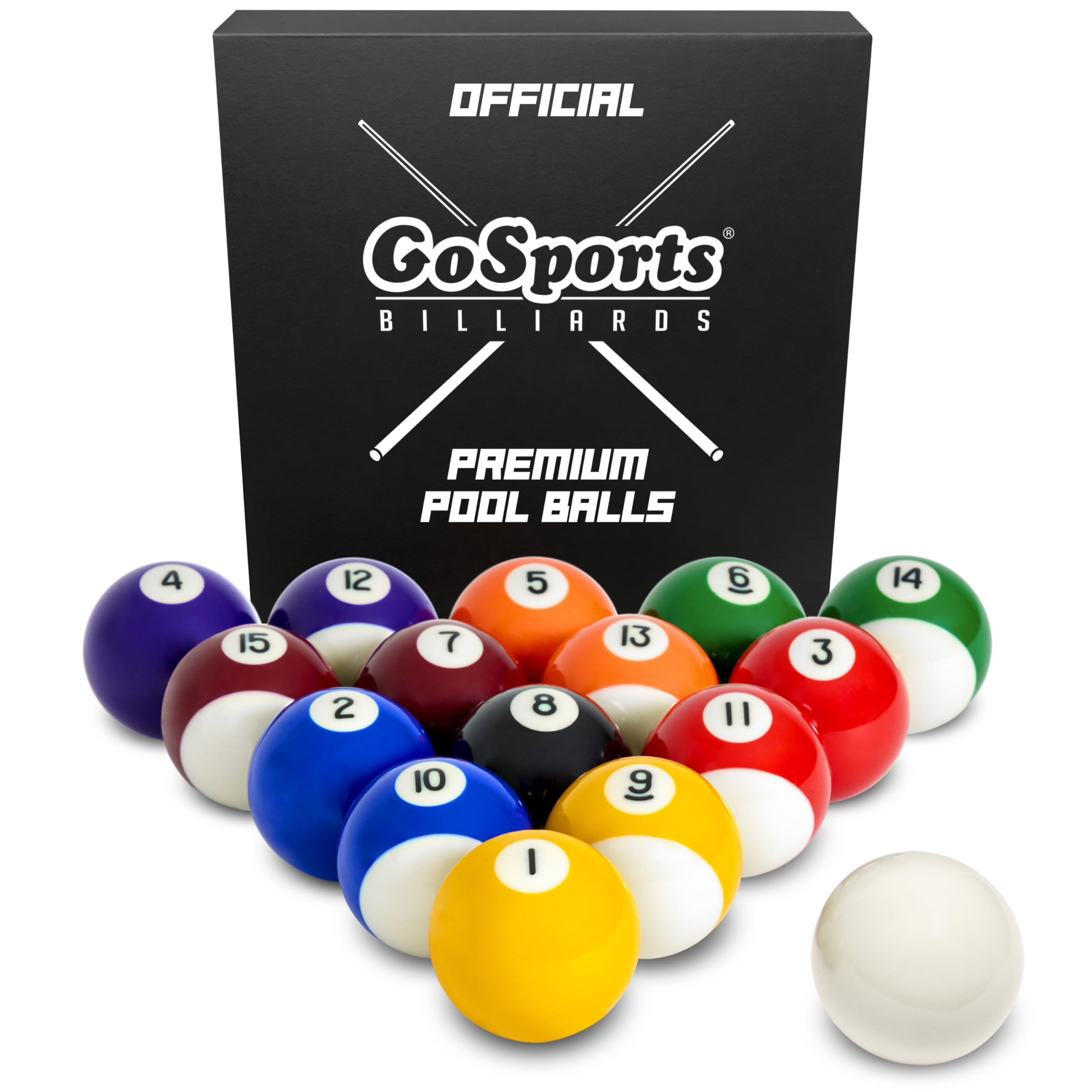 GoSports Regulation Billiards Balls - Complete Set of 16 Professional Balls, Multi, One Size