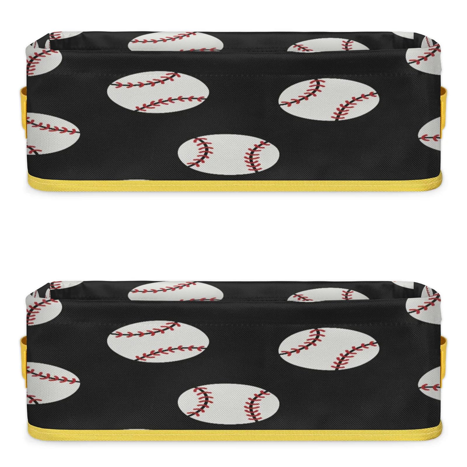 Baseball Ball Print Bathroom Storage Basket Waterproof Foldable Storage Bins with Handles Decorative Toilet Paper Storage Basket for Organizing for House Bathroom Toiletries Set of 2