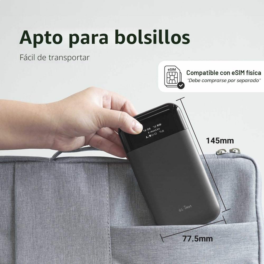 GL.iNet GL-E750V2 (MUDI) Punto de Acceso Wi-Fi portátil 4G LTE para Viajes | Dispositivo de Punto de Acceso Móvil, OpenWrt, OpenVPN, WireGuard, Tor, 7000mAh, Versión Global
