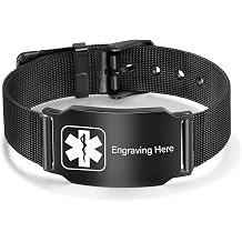 JewelOra Personalized Medical Alert Bracelet for Men Women Custom Engraving Stainless Steel Bracelet Adjustable Medical Alert ID Bracelets for Men Women