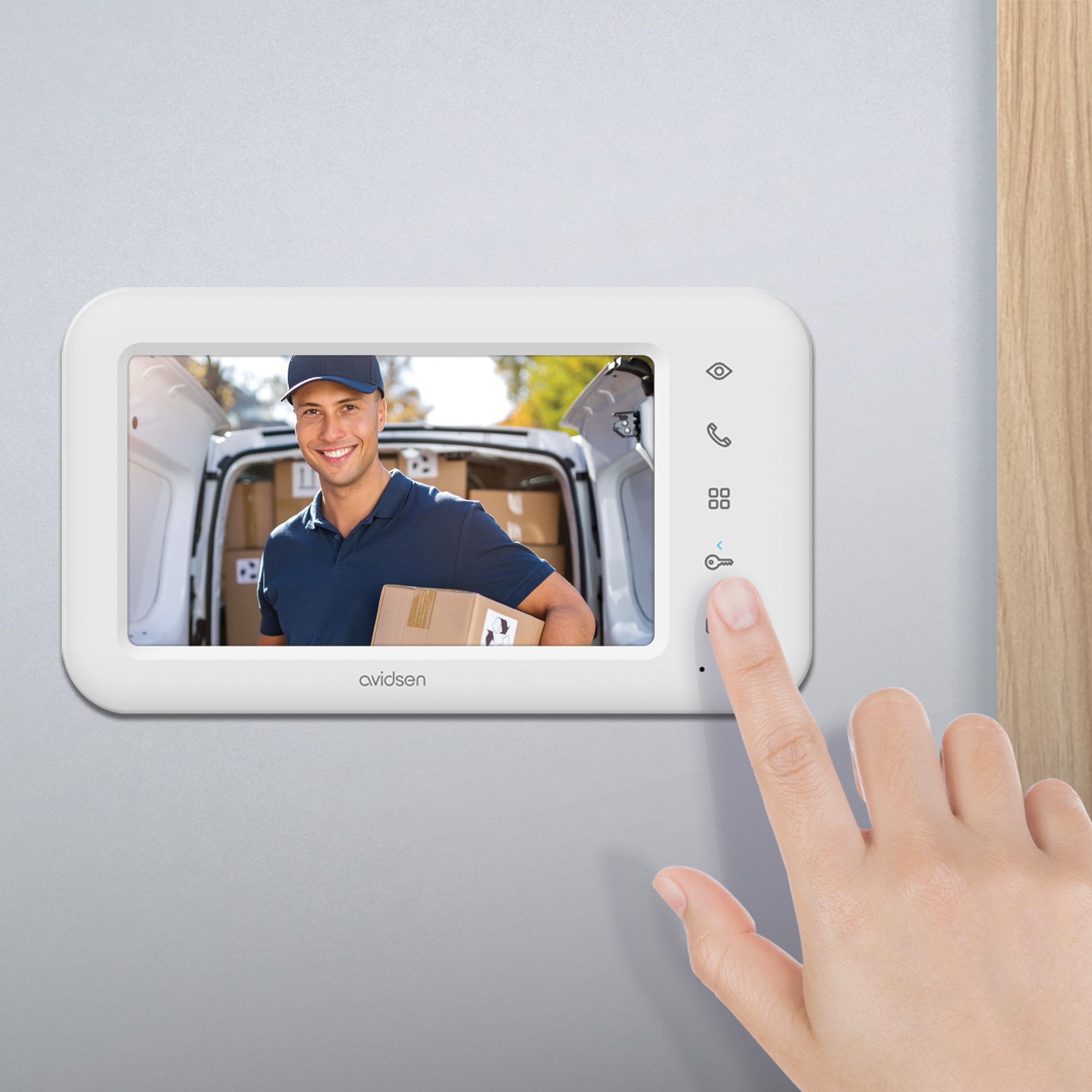 Avidsen Home Elia Smart 2 Visiophone WiFi 2 Fils, Écran 7", App Smartphone | Visiophone connecte 2 fils, WiFi double bande, ecran 7", application gratuite, fonction Door Check, plastique recycle