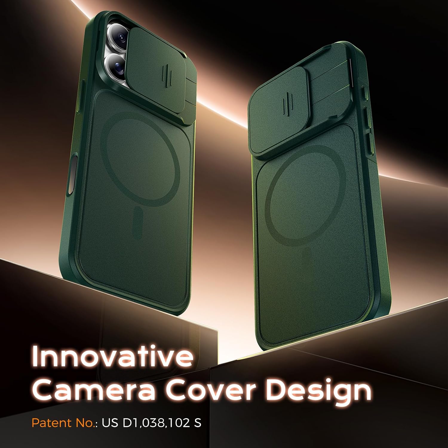 TOCOL for iPhone 16 Pro Case with Slide Camera Cover, Kickstand and Camera Control Button, Fit for MagSafe, Rugged Solid Phone Case, Non-Slip, Drop Protection, Alpine Green thumbnail