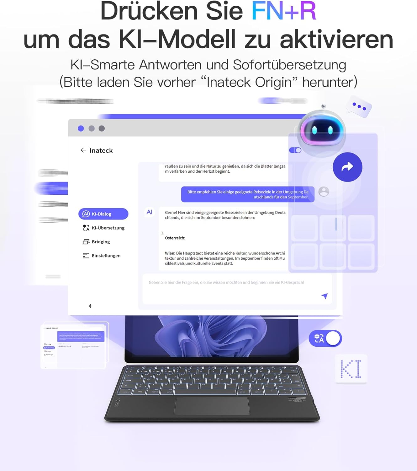 AI function activation on Inateck KB01104